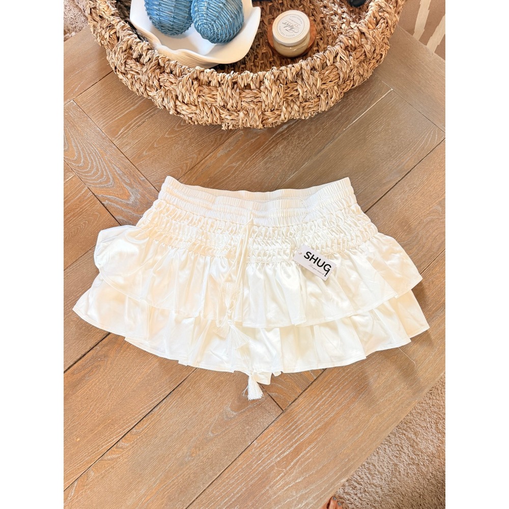 SHUG Pintuck Lala Skort Womens White Size Medium NWT